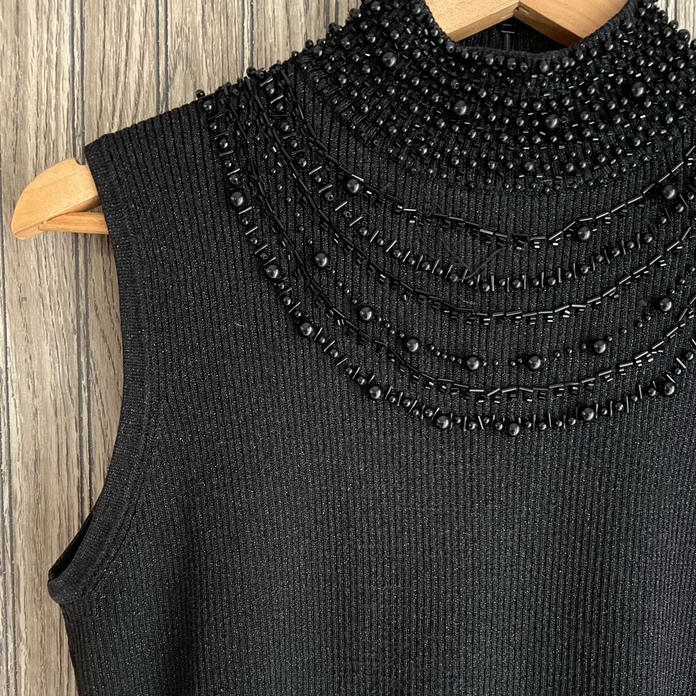 Grace Elements Black Ribbed Turtleneck Festive Be… - image 2